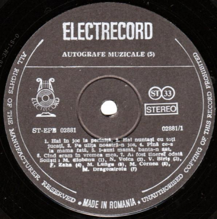 Autografe Muzicale, (Disc Vinil) [1]