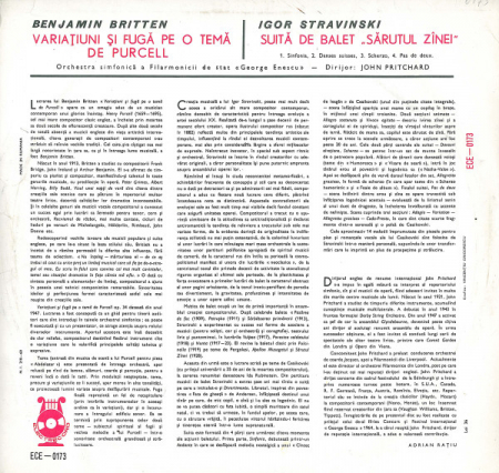 Benjamin Britten - Variațiuni Și Fugă Pe O Temă De Purcell / Suită De Balet «Sărutul Zînei», (Disc Vinil) [1]
