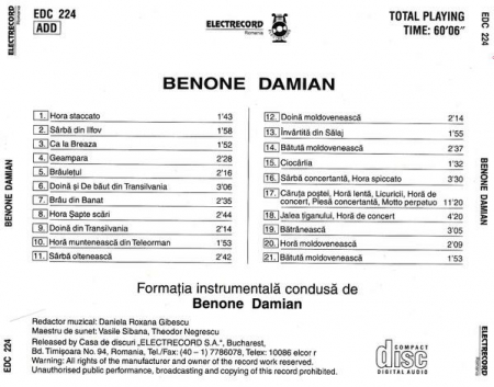 Benone Damian - Un Virtuose Du Violon, (CD) [1]