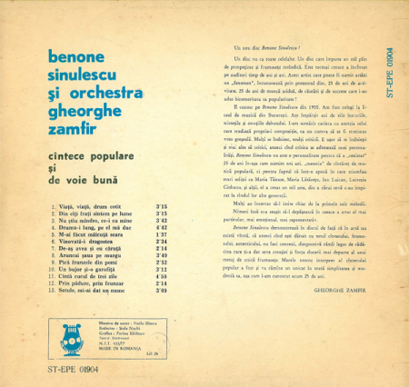 Benone Sinulescu - Cîntece Populare Și De Voie Bună, (Disc Vinil) [1]