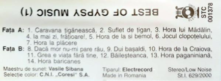 Best Of Gypsy Music (Din Cultura Și Tradiția Muzicală A Lăutarilor Din România), (Casetă Audio) [1]