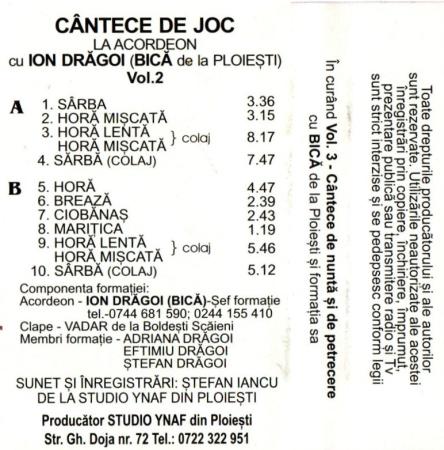 Bica de la Ploiesti - Cantece de Joc la Acordeon vol. 2 (Caseta Audio) [1]