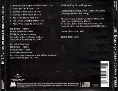 Bill Evans - On Green Dolphin Street, (CD) [1]