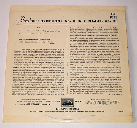 Brahms* - Guido Cantelli Conducting The Philharmonia Orchestra – Symphony No. 3 In F Major (VINIL) [1]
