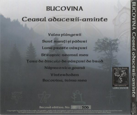 Bucovina - Ceasul Aducerii-Aminte, (CD) [1]