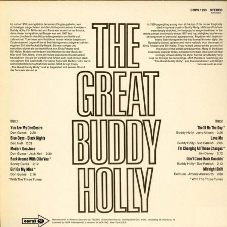 Buddy Holly - The Great Buddy Holly, (Disc Vinil) [1]