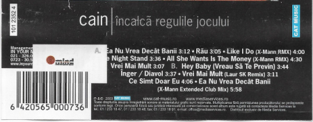 Cain - Încalcă Regulile Jocului , (Casetă Audio) [1]
