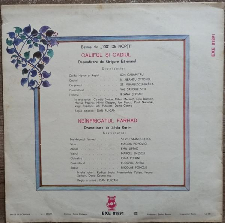 Califul Și Cadiul / Neînfricatul Farhad, (Disc Vinil) [1]