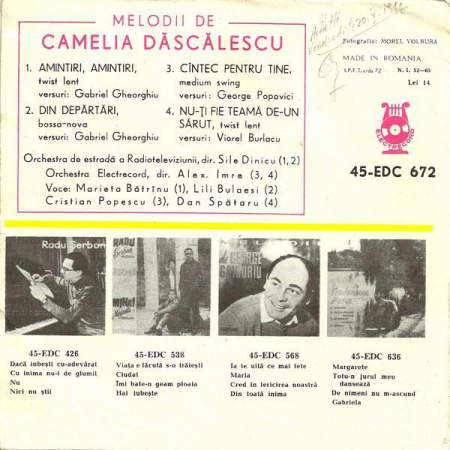 Camelia Dăscălescu - Melodii De Camelia Dăscălescu, (Disc Vinil) [1]