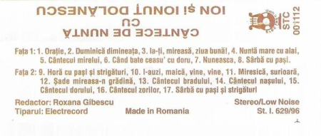 Cântece De Nuntă, (Casetă Audio) [1]