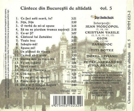 Cântece Din Bucureștii De Altădată Vol. 5 (CD) [1]