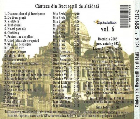 Cântece Din Bucureștii De Altădată Vol. 6, (CD) [1]