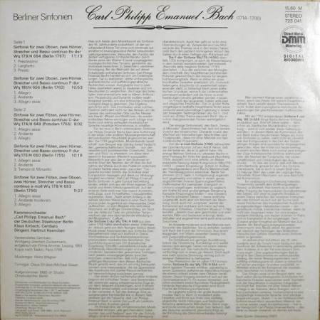 Carl Philipp Emanuel Bach - Berliner Sinfonien (Disc Vinil) [1]
