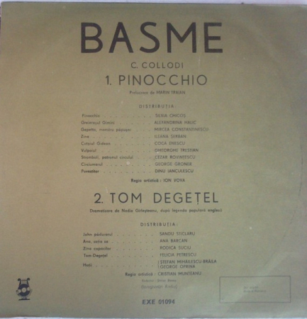 Carlo Collodi - Pinocchio / Tom Degețel, (Disc Vinil) [1]