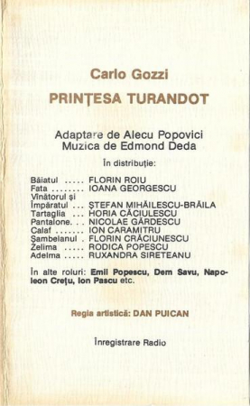 Carlo Gozzi - Prințesa Turandot , (Casetă Audio) [1]
