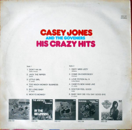 Casey Jones & The Governors - His Crazy Hits, (Disc Vinil) [1]