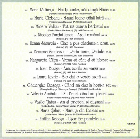 Cele Mai Îndrăgite Cântece Populare Românești Volumul 1, (CD) [1]