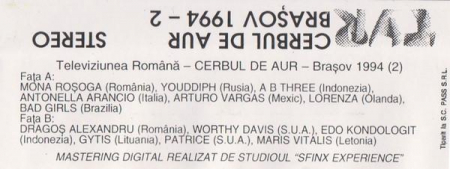 Cerbul De Aur = The Golden Stag (Brașov 1994) 2 , (Casetă Audio) [1]