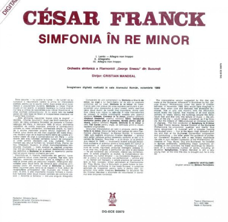 César Franck - Symphony In D Minor = Simfonia În Re Minor, (Disc Vinil) [1]