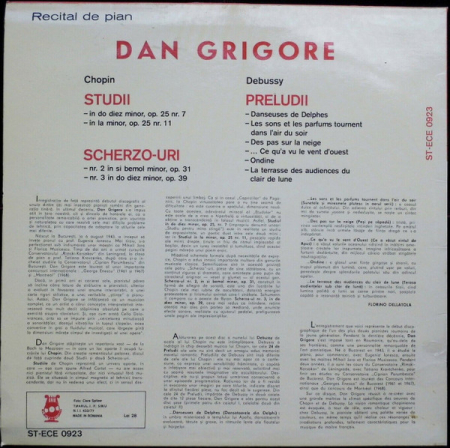 Chopin* / Debussy*, Dan Grigore – Două Studii / Două Scherzo-uri / Şase Preludii (VINIL) [1]