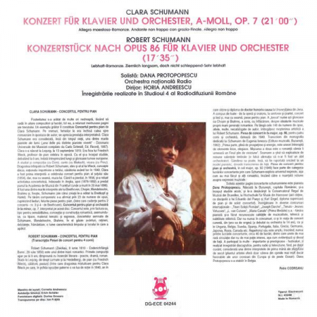Clara Schumann - Konzert Für Klavier Und Orchester, Op. 7 / Konzertstück Nach Opus 86 Für Klavier Und Orchester, (Disc Vinil) [1]