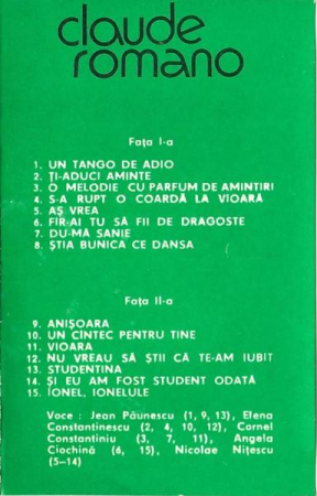 Claude Romano - Cele Mai Frumoase Melodii De Claude Romano, (Casetă Audio) [1]