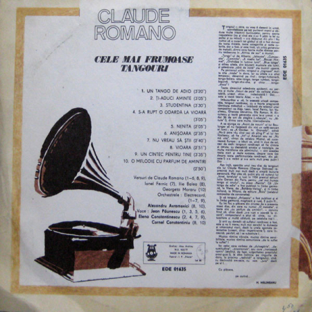 Claude Romano – Cele Mai Frumoase Tangouri, (Disc Vinil) [1]