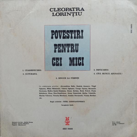 Cleopatra Lorințiu - Povestiri Pentru Cei Mici (Disc Vinil) [1]