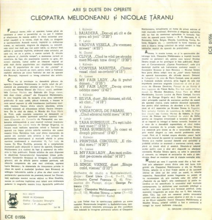 Cleopatra Melidoneanu - Arii Și Duete Din Operete, (Disc Vinil) [1]