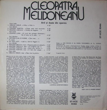 Cleopatra Melidoneanu - Famous Arias And Duets From Operettas = Arii Și Duete Din Operete (Disc Vinil) [1]