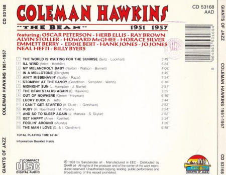 Coleman Hawkins - The Bean 1951 - 1957, (CD) [1]