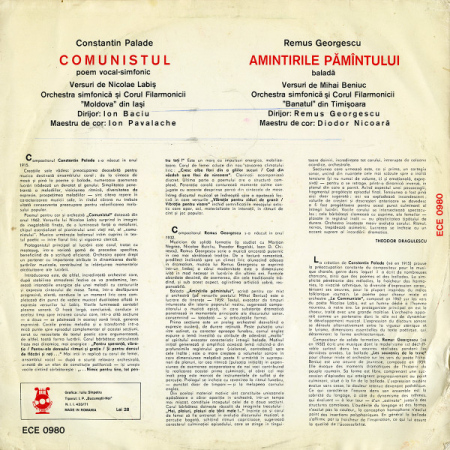 Constantin Palade / Remus Georgescu – Comunistul (Poem Vocal-Simfonic) / Amintirile Pămîntului (Baladă) (VINIL) [1]