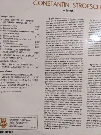 Constantin Stroescu - Lieduri, (Disc Vinil) [1]