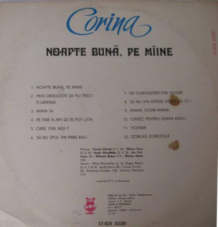 Corina Chiriac - Noapte Bună, Pe Mîine, (Disc Vinil) [1]
