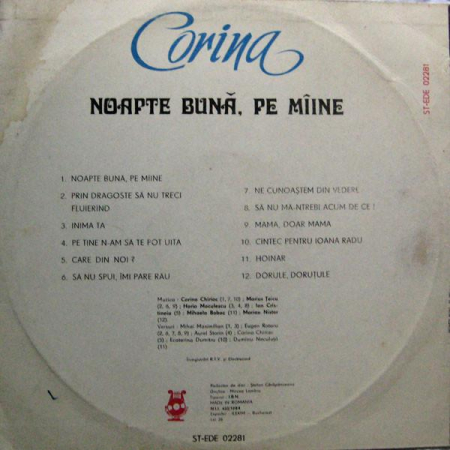 Corina Chiriac - Noapte Bună, Pe Mîine (Disc Vinil) [1]