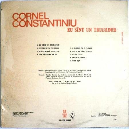Cornel Constantiniu - Eu Sînt Un Trubadur, (Disc Vinil) [1]