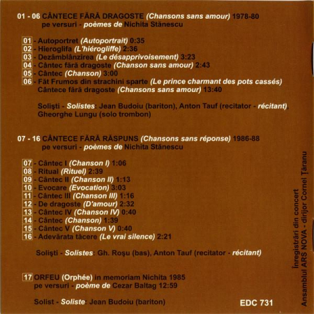 Cornel Țăranu - Remembering Nichita, (CD) [1]
