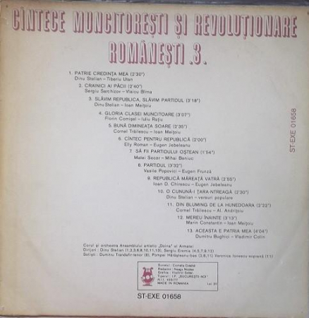 Corul Ansamblului „Doina” al Armatei - Cîntece Muncitorești Și Revoluționare Românești .3., (Disc Vinil) [1]