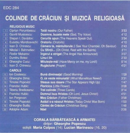 Corul Ansamblului „Doina” al Armatei - Colinde De Crăciun Și Muzică Religioasă, (CD) [1]
