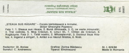 Corul Ansamblului „Doina” al Armatei - Steaua Sus Răsare, (Casetă Audio) [1]