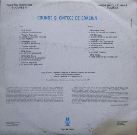 Corul Carmina Tenera - Colinde Și Cântece De Crăciun, (Disc Vinil) [1]