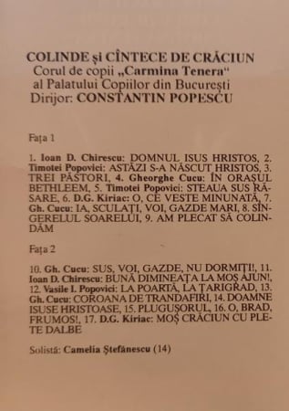 Corul Carmina Tenera - Colinde Și Cântece De Crăciun, (Casetă Audio) [1]
