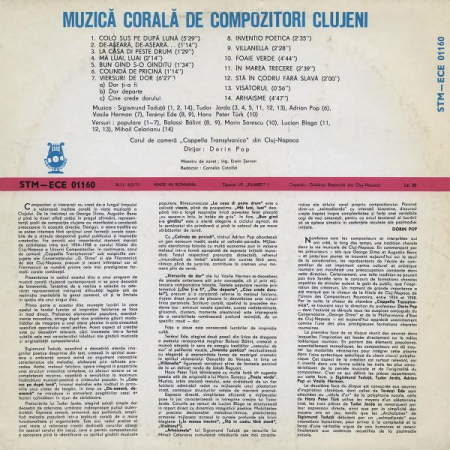 Corul de cameră «Cappella Transylvanica», Cluj-Napoca - Muzică Corală De Compozitori Clujeni, (Disc Vinil) [1]