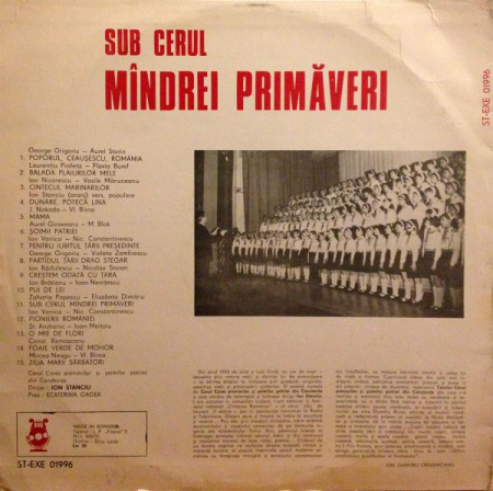Corul „Infantes Maris” al Casei pionierilor și șoimilor patriei din Constanța - Sub Cerul Mîndrei Primăveri, (Disc Vinil) [1]