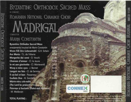 Corul Madrigal - Byzantine Orthodox Sacred Mass (In Concert) , (CD) [1]