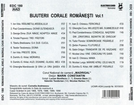 Corul Madrigal - Romanian Choral Jewels, (CD) [1]