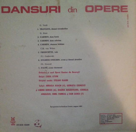 Corul Operei Române - Dansuri Din Opere, (Disc Vinil) [1]