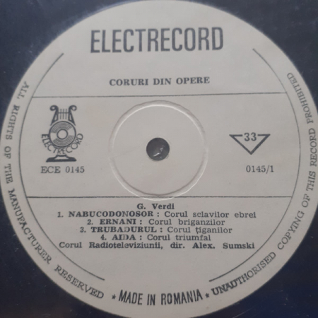 Corul Radioteleviziunii Române - Coruri Din Opere: Aida • Cavalleria Rusticana • Ernani • Faust • Freischütz • Madame Butterfly • Nabucco • Tannhäuser • Trubadurul, (Disc Vinil) [2]