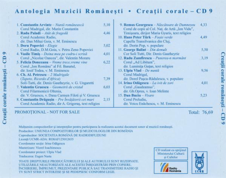 Creații Corale Românesti 9 Choral Works (CD) [1]