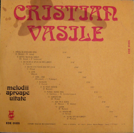 Cristian Vasile - Melodii Aproape Uitate, (Disc Vinil) [1]